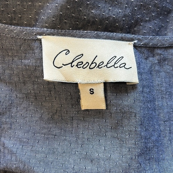 Cleobella Mini Dress Ruffle Tiered Button Front Long Sleeve Tie Waist Sz S - Picture 7 of 11